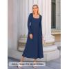 imageZESICA Fall Dresses for Women 2025 Elegant Classy Square Neck Long Sleeve Flowy Wedding Guest Party Midi DressNavy