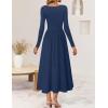 imageZESICA Fall Dresses for Women 2025 Elegant Classy Square Neck Long Sleeve Flowy Wedding Guest Party Midi DressNavy