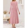 imageZESICA Fall Dresses for Women 2025 Elegant Classy Square Neck Long Sleeve Flowy Wedding Guest Party Midi DressPink