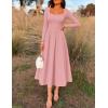imageZESICA Fall Dresses for Women 2025 Elegant Classy Square Neck Long Sleeve Flowy Wedding Guest Party Midi DressPink