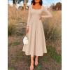 imageZESICA Fall Dresses for Women 2025 Elegant Classy Square Neck Long Sleeve Flowy Wedding Guest Party Midi DressSand