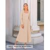 imageZESICA Fall Dresses for Women 2025 Elegant Classy Square Neck Long Sleeve Flowy Wedding Guest Party Midi DressSand