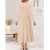 imageZESICA Fall Dresses for Women 2025 Elegant Classy Square Neck Long Sleeve Flowy Wedding Guest Party Midi DressSand