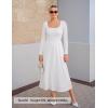 imageZESICA Fall Dresses for Women 2025 Elegant Classy Square Neck Long Sleeve Flowy Wedding Guest Party Midi DressWhite