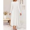 imageZESICA Fall Dresses for Women 2025 Elegant Classy Square Neck Long Sleeve Flowy Wedding Guest Party Midi DressWhite