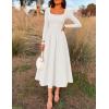 imageZESICA Fall Dresses for Women 2025 Elegant Classy Square Neck Long Sleeve Flowy Wedding Guest Party Midi DressWhite