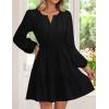 imageZESICA Fall Long Sleeve Mini Dresses for Women 2025 Lightweight V Neck High Waist A Line Flowy Swing Casual Party DressBlack