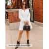 imageZESICA Fall Long Sleeve Mini Dresses for Women 2025 Lightweight V Neck High Waist A Line Flowy Swing Casual Party DressWhite