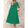 imageZESICA Womens 2025 Fall Long Sleeve Maxi Dress V Neck Hollow Out Eyelet A Line Long Flowy Casual Party DressesGreen