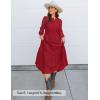 imageZESICA Womens 2025 Fall Long Sleeve Maxi Dress V Neck Hollow Out Eyelet A Line Long Flowy Casual Party DressesRed
