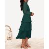 imageZESICA Womens 2025 Long Sleeve Crew Neck Ruffle Tiered Layered Chiffon Flowy Swing Long Midi DressDarkgreen