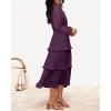 imageZESICA Womens 2025 Long Sleeve Crew Neck Ruffle Tiered Layered Chiffon Flowy Swing Long Midi DressDarkpurple