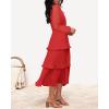 imageZESICA Womens 2025 Long Sleeve Crew Neck Ruffle Tiered Layered Chiffon Flowy Swing Long Midi DressWatermelon