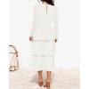 imageZESICA Womens 2025 Long Sleeve Crew Neck Ruffle Tiered Layered Chiffon Flowy Swing Long Midi DressWhite