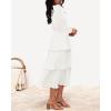 imageZESICA Womens 2025 Long Sleeve Crew Neck Ruffle Tiered Layered Chiffon Flowy Swing Long Midi DressWhite