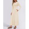 imageZESICA Womens Elegant Maxi Dresses 2025 Fall Long Sleeve Button Casual A Line Boho Flowy Dress with PocketsApricot