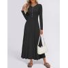 imageZESICA Womens Elegant Maxi Dresses 2025 Fall Long Sleeve Button Casual A Line Boho Flowy Dress with PocketsBlack