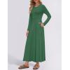 imageZESICA Womens Elegant Maxi Dresses 2025 Fall Long Sleeve Button Casual A Line Boho Flowy Dress with PocketsBlackish Green