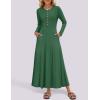 imageZESICA Womens Elegant Maxi Dresses 2025 Fall Long Sleeve Button Casual A Line Boho Flowy Dress with PocketsBlackish Green