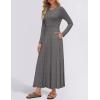 imageZESICA Womens Elegant Maxi Dresses 2025 Fall Long Sleeve Button Casual A Line Boho Flowy Dress with PocketsGrey