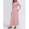 imageZESICA Womens Elegant Maxi Dresses 2025 Fall Long Sleeve Button Casual A Line Boho Flowy Dress with PocketsPink