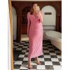 imageZESICA Womens Fall Floral Long Sleeve Bodycon Dress 2025 Elegant V Neck Cocktail Party Long Midi DressesPink