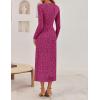 imageZESICA Womens Fall Floral Long Sleeve Bodycon Dress 2025 Elegant V Neck Cocktail Party Long Midi DressesRosypurple