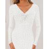 imageZESICA Womens Fall Floral Long Sleeve Bodycon Dress 2025 Elegant V Neck Cocktail Party Long Midi DressesWhite