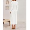 imageZESICA Womens Fall Floral Long Sleeve Bodycon Dress 2025 Elegant V Neck Cocktail Party Long Midi DressesWhite
