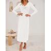 imageZESICA Womens Fall Floral Long Sleeve Bodycon Dress 2025 Elegant V Neck Cocktail Party Long Midi DressesWhite