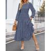 imageZESICA Womens Fall Long Sleeve Maxi Dresses 2025 Crew Neck Swiss Dot Tiered Flowy A Line Casual Boho Party DressDusty Blue