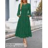 imageZESICA Womens Fall Long Sleeve Maxi Dresses 2025 Crew Neck Swiss Dot Tiered Flowy A Line Casual Boho Party DressGreen