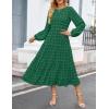 imageZESICA Womens Fall Long Sleeve Maxi Dresses 2025 Crew Neck Swiss Dot Tiered Flowy A Line Casual Boho Party DressGreen