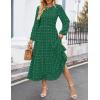 imageZESICA Womens Fall Long Sleeve Maxi Dresses 2025 Crew Neck Swiss Dot Tiered Flowy A Line Casual Boho Party DressGreen