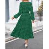 imageZESICA Womens Fall Long Sleeve Maxi Dresses 2025 Crew Neck Swiss Dot Tiered Flowy A Line Casual Boho Party DressGreen