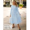 imageZESICA Womens Fall Long Sleeve Maxi Dresses 2025 Crew Neck Swiss Dot Tiered Flowy A Line Casual Boho Party DressLight Blue