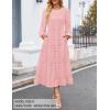imageZESICA Womens Fall Long Sleeve Maxi Dresses 2025 Crew Neck Swiss Dot Tiered Flowy A Line Casual Boho Party DressPink