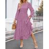 imageZESICA Womens Fall Long Sleeve Maxi Dresses 2025 Crew Neck Swiss Dot Tiered Flowy A Line Casual Boho Party DressPurple