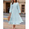 imageZESICA Womens Fall Long Sleeve Maxi Dresses 2025 Crew Neck Swiss Dot Tiered Flowy A Line Casual Boho Party DressSky