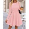 imageZESICA Womens Fall Long Sleeve Mini Dress 2025 Boat Neck Elegant Pleated A Line Flowy Wedding Guest Party Short DressesPink