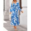 imageZESICA Womens Long Sleeve Midi Dresses 2025 Fall Square Neck Hight Wasit A Line Flowy Wedding Cocktail Party DressBlue