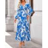 imageZESICA Womens Long Sleeve Midi Dresses 2025 Fall Square Neck Hight Wasit A Line Flowy Wedding Cocktail Party DressBlue