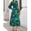 imageZESICA Womens Long Sleeve Midi Dresses 2025 Fall Square Neck Hight Wasit A Line Flowy Wedding Cocktail Party DressGreen