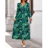imageZESICA Womens Long Sleeve Midi Dresses 2025 Fall Square Neck Hight Wasit A Line Flowy Wedding Cocktail Party DressGreen