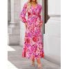 imageZESICA Womens Long Sleeve Midi Dresses 2025 Fall Square Neck Hight Wasit A Line Flowy Wedding Cocktail Party DressPink