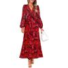 imageZESICA Womens Long Sleeve Midi Dresses 2025 Fall Square Neck Hight Wasit A Line Flowy Wedding Cocktail Party DressRed