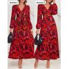 imageZESICA Womens Long Sleeve Midi Dresses 2025 Fall Square Neck Hight Wasit A Line Flowy Wedding Cocktail Party DressRed
