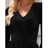 imageZESICA Womens Velvet Midi Dress 2025 Casual V Neck Long Sleeve Solid Color Elastic High Waist Flowy Evening Party DressesBlack