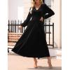 imageZESICA Womens Velvet Midi Dress 2025 Casual V Neck Long Sleeve Solid Color Elastic High Waist Flowy Evening Party DressesBlack