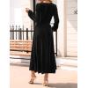 imageZESICA Womens Velvet Midi Dress 2025 Casual V Neck Long Sleeve Solid Color Elastic High Waist Flowy Evening Party DressesBlack